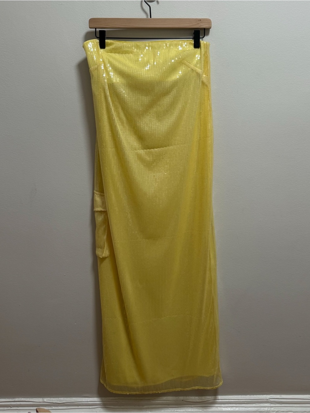 STAUD Casey dress butter yellow strapless sequin gown maxi dress wedding guest 6 - Picture 2 of 10